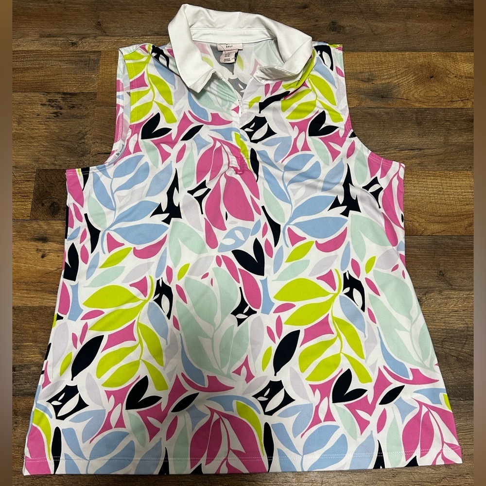 Tommy Bahama Kids Leaf Print Polo - Pink, Blue, Green
